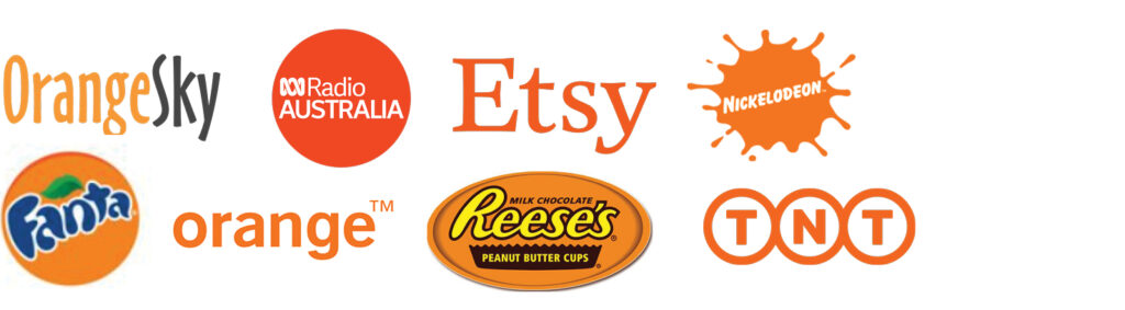 Orange logos including Orange Sky, ABC Radio, Etsy, Nickelodeon, Fanta, orange, Reece's and TNT