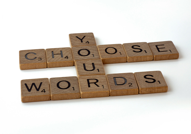 Power of Language - Choose your Words wooden scrabble pieces